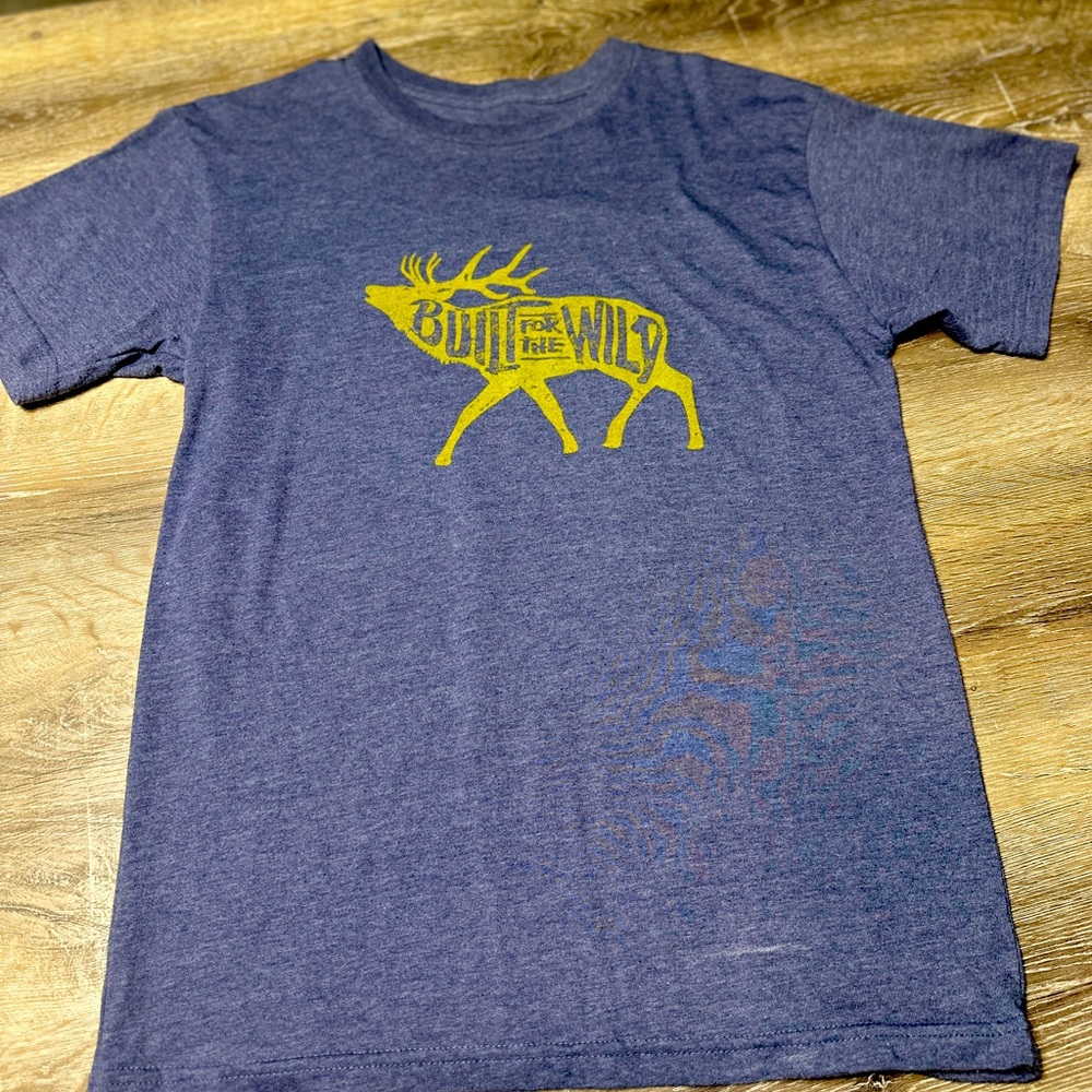 Yeti Blue T-Shirt with Yellow Graphic